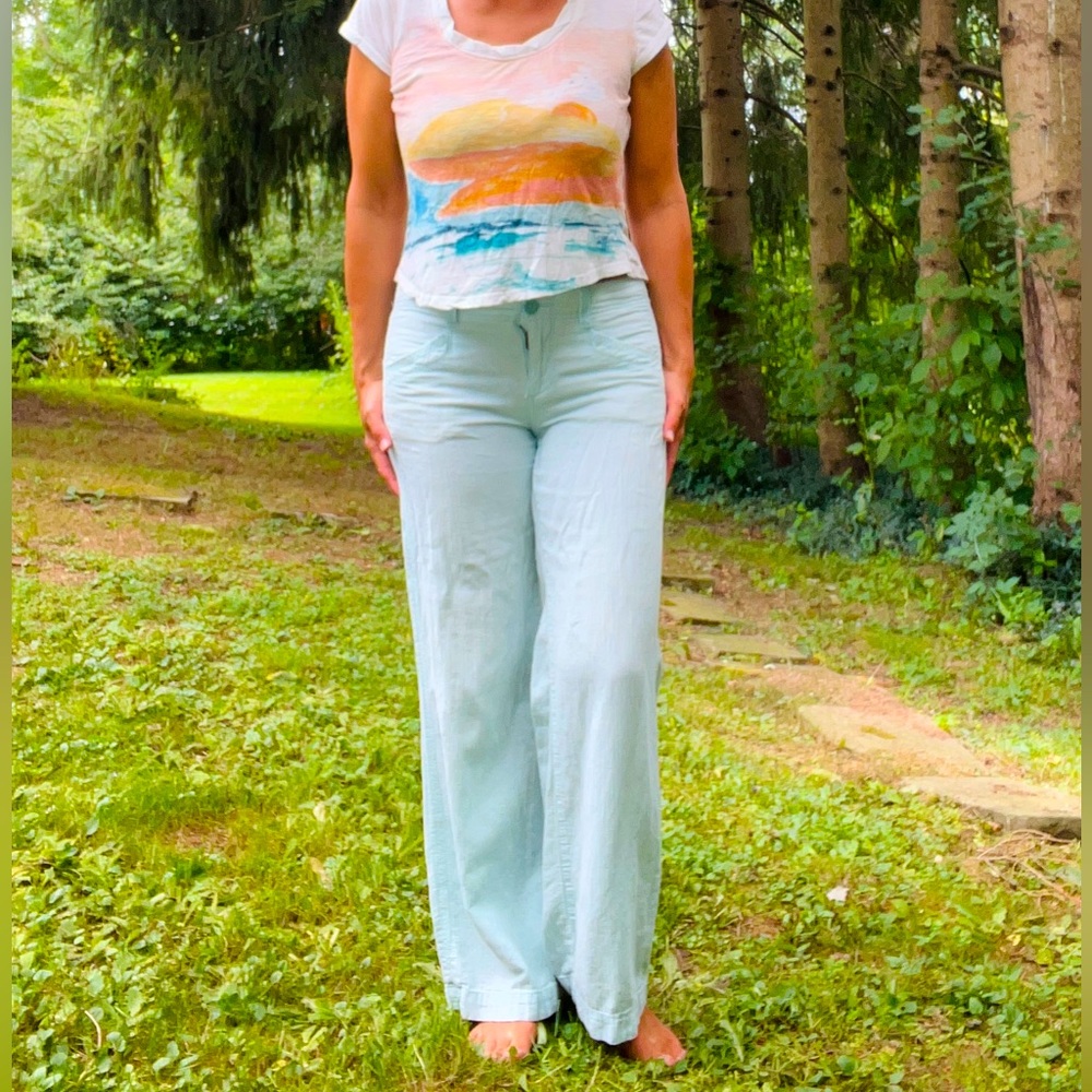 Anthropologie Pilcro and the Letterpress Wide-leg Linen Pants Size 6